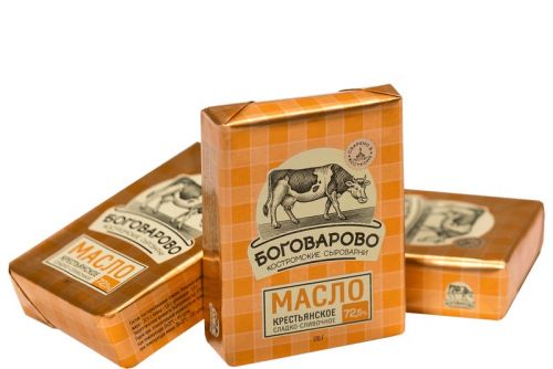 Масло сливочное "Крестьянское" 72.5% Боговарово 170г 800px